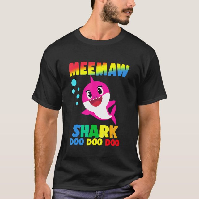 Camiseta Meemaw Shark Meemaw Día 1 de la Madre Familia de T (Anverso)