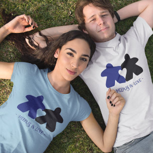 Camiseta Meeples in Love, Blue & Black Womens Shirt