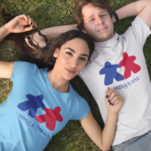 Meeples in Love, Blue & Red Womens Shirt