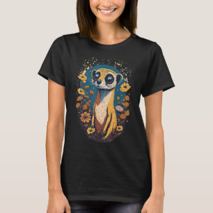 Camiseta Meerkat Animal Flowers Art, Animal Motif Meerkat