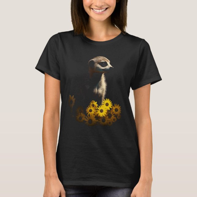 Camiseta Meerkat Artwork Flores de animales Meerkat (Anverso)