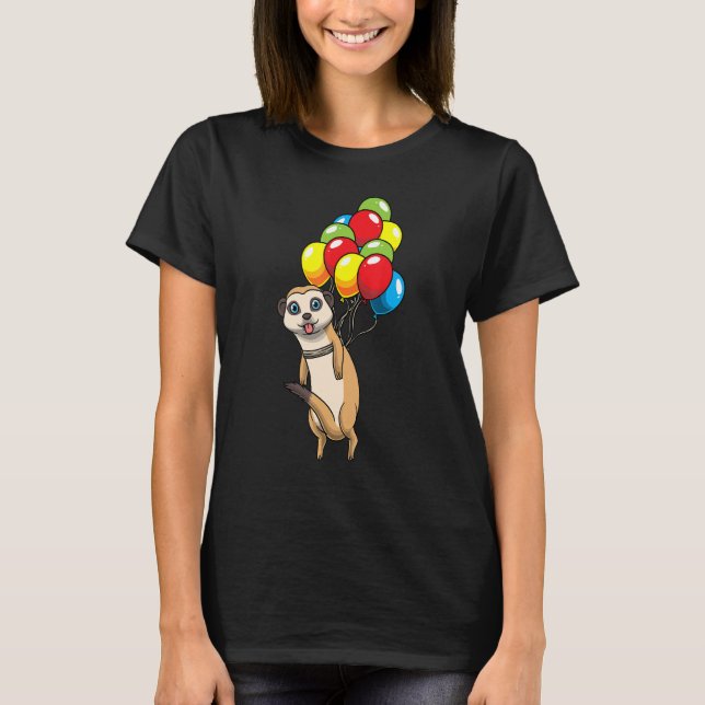 Camiseta Meerkat colgando de los globos navegan en torno a  (Anverso)
