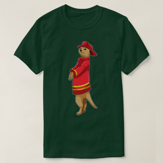 Camiseta Meerkat como bombero con casco (Diseño del anverso)