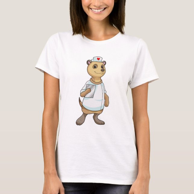 Camiseta Meerkat como enfermera con corazón (Anverso)