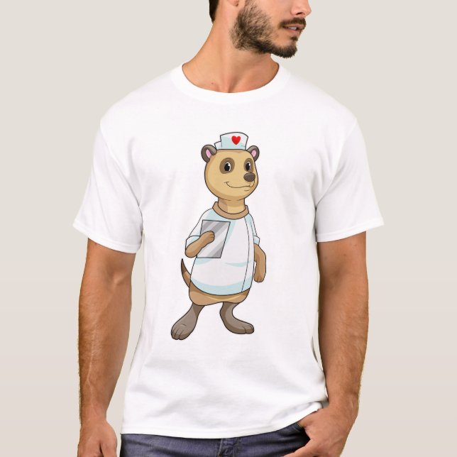 Camiseta Meerkat como enfermera con corazón (Anverso)