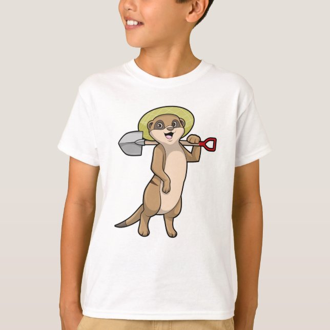 Camiseta Meerkat como granjero con pala (Anverso)