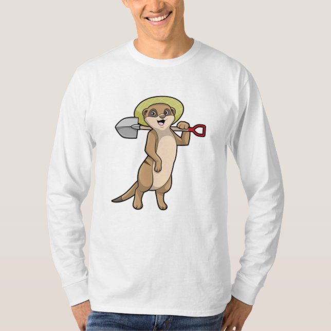 Camiseta Meerkat como granjero con pala (Anverso)