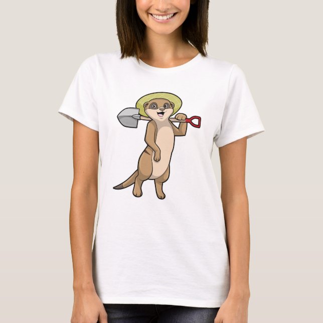 Camiseta Meerkat como granjero con pala (Anverso)