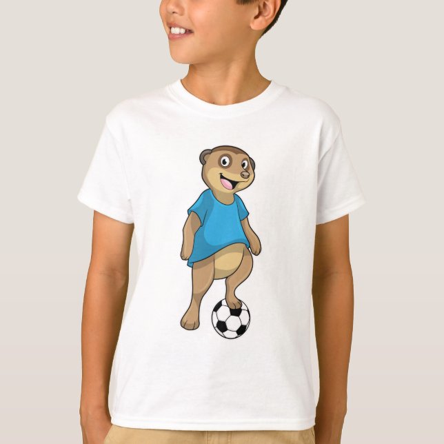Camiseta Meerkat como jugador de fútbol con fútbol (Anverso)