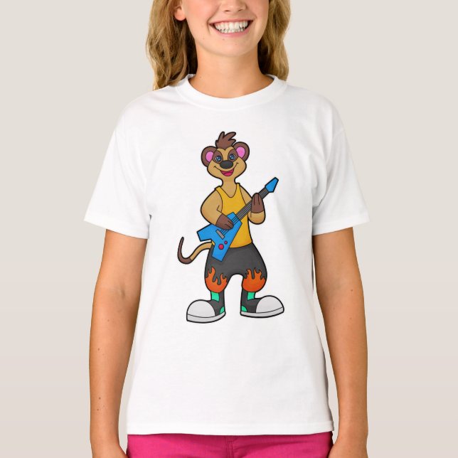 Camiseta Meerkat como músico con guitarra (Anverso)