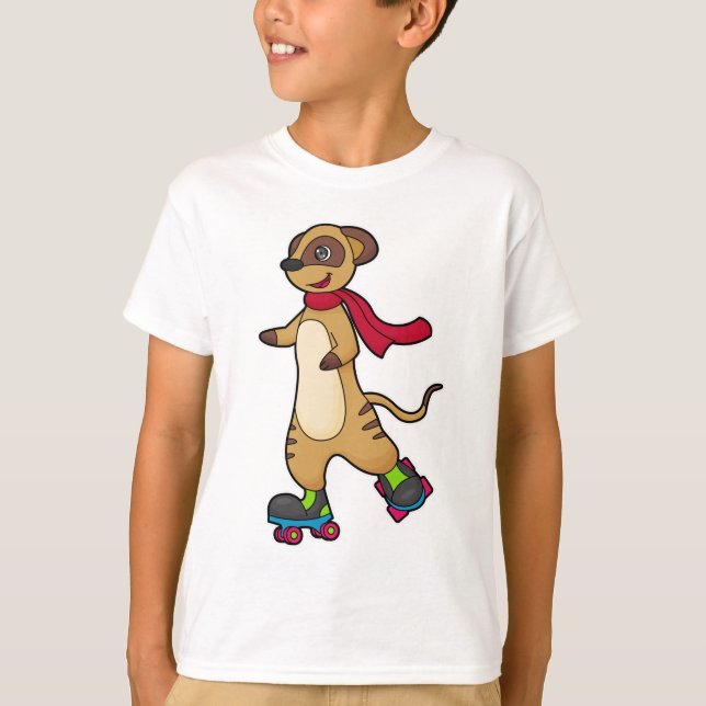 Camiseta Meerkat como patinador con patines (Anverso)