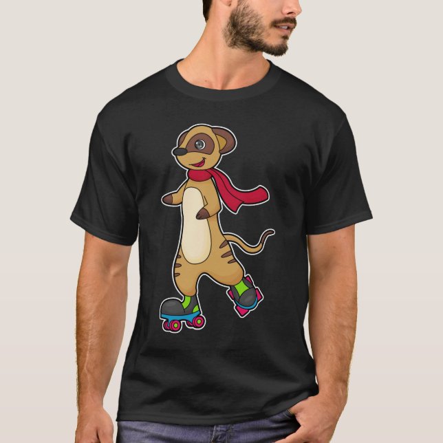 Camiseta Meerkat como patinador con patines (Anverso)