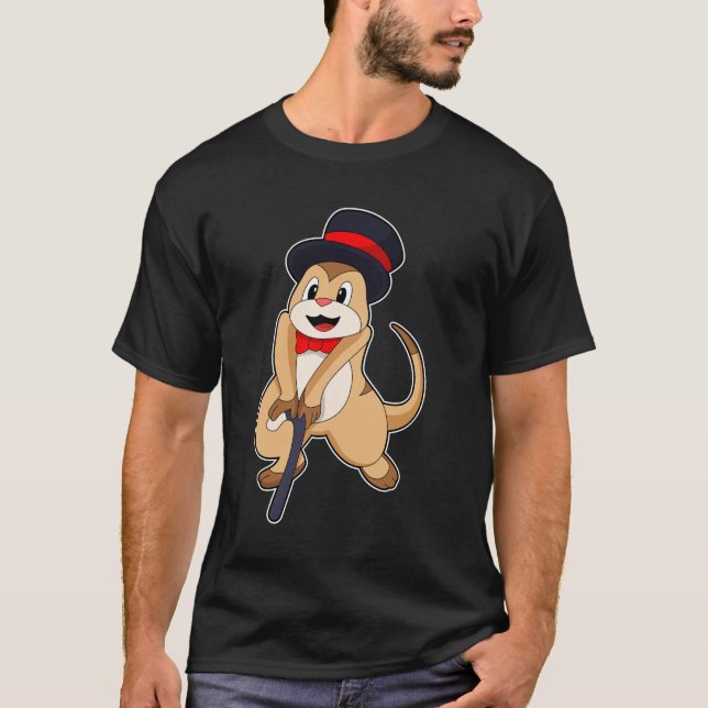 Camiseta Meerkat como pensionista con palo (Anverso)