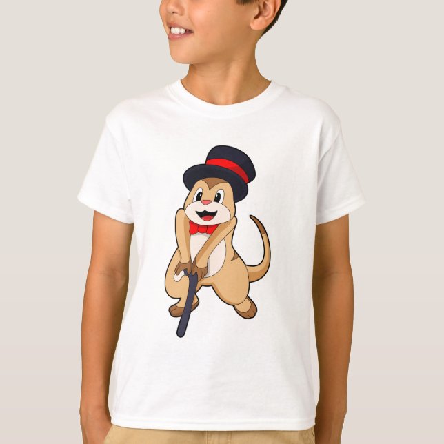 Camiseta Meerkat como pensionista con palo (Anverso)