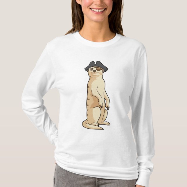 Camiseta Meerkat como pirata con gorra pirata (Anverso)