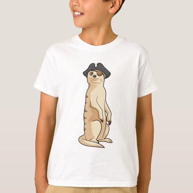 Camiseta Meerkat como pirata con gorra pirata (Anverso)