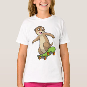Camiseta Meerkat como Skater con Skateboard