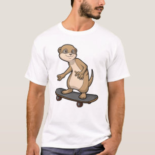 Camiseta Meerkat como Skater con Skateboard
