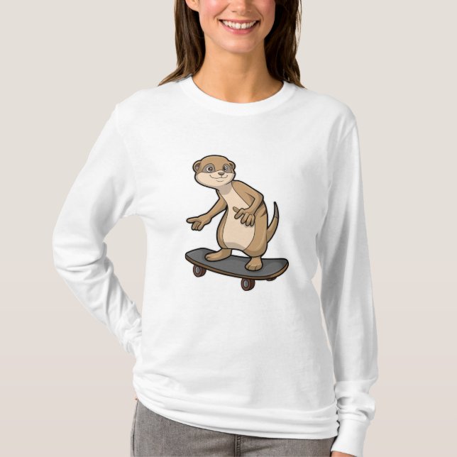 Camiseta Meerkat como Skater con Skateboard (Anverso)