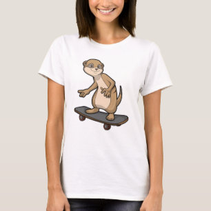 Camiseta Meerkat como Skater con Skateboard