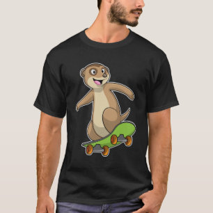 Camiseta Meerkat como Skater con Skateboard