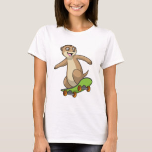 Camiseta Meerkat como Skater con Skateboard