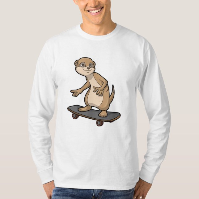 Camiseta Meerkat como Skater con Skateboard (Anverso)
