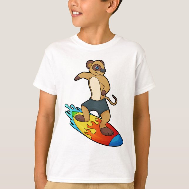 Camiseta Meerkat como surfista con Surfboard (Anverso)