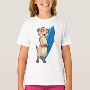 Camiseta Meerkat como surfista con Surfboard
