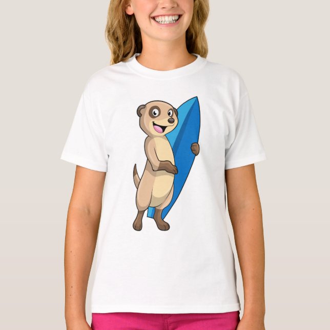Camiseta Meerkat como surfista con Surfboard (Anverso)