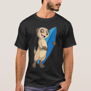 Camiseta Meerkat como surfista con Surfboard