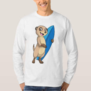 Camiseta Meerkat como surfista con Surfboard