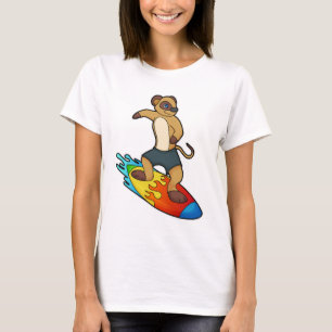 Camiseta Meerkat como surfista con Surfboard