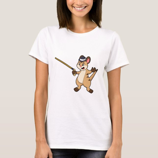 Camiseta Meerkat con Gorra y palo para caminar (Anverso)