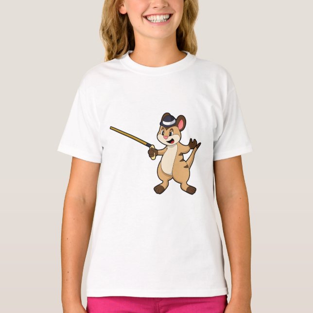 Camiseta Meerkat con Gorra y palo para caminar (Anverso)