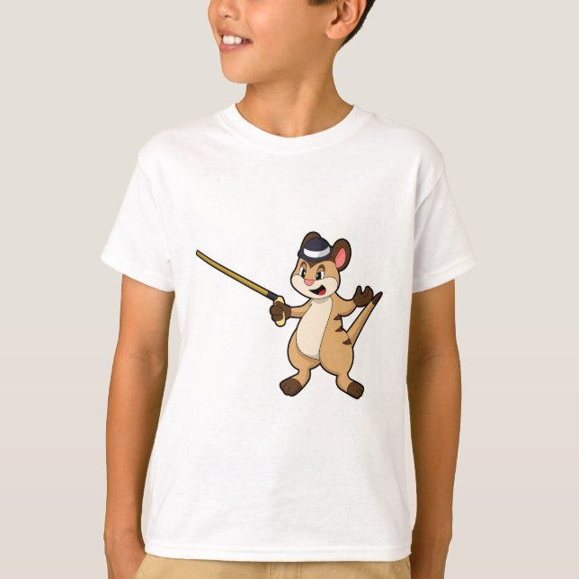 Camiseta Meerkat con Gorra y palo para caminar (Anverso)