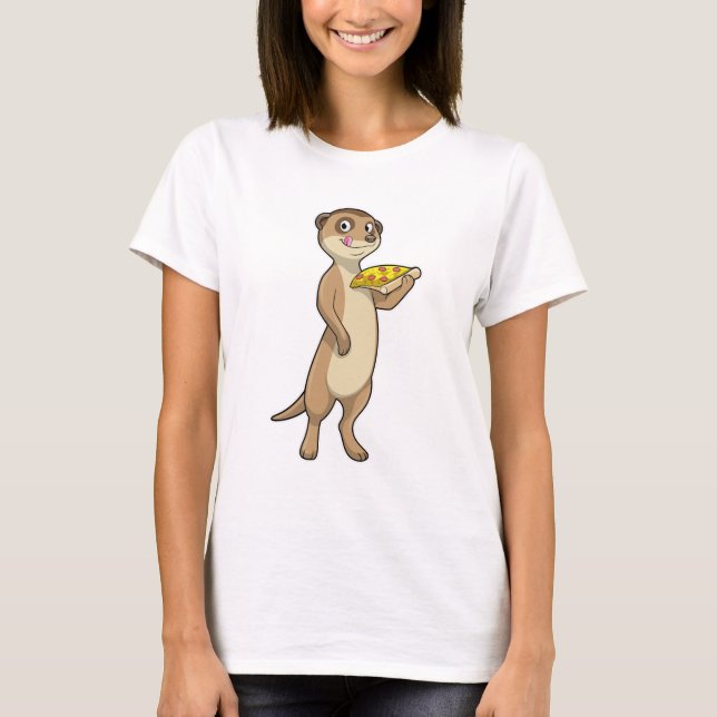 Camiseta Meerkat con pizza (Anverso)