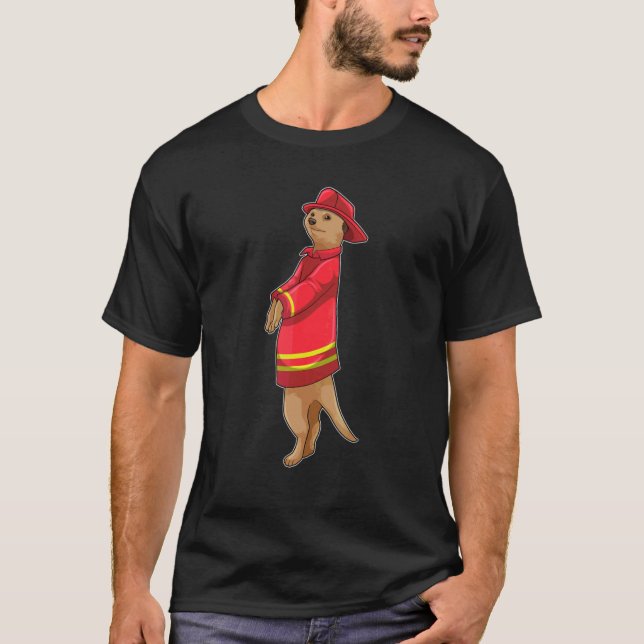 Camiseta Meerkat Firefighter Fire Department Helmet (Anverso)