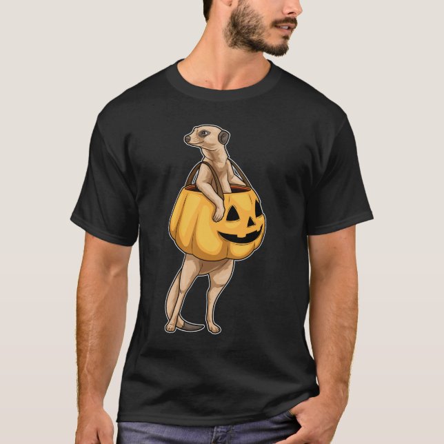 Camiseta Meerkat Halloween Jack O Lantern (Anverso)