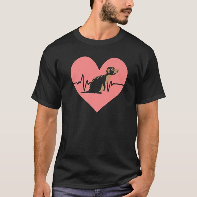 Camiseta Meerkat Heartbeat Animal de la fauna y flora de Mo (Anverso)