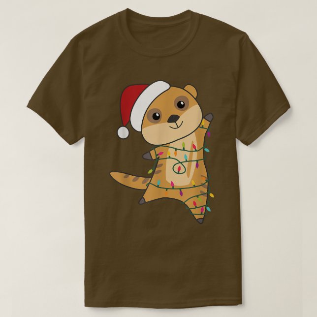 Camiseta Meerkat Merry Christmas Animal Fairy Lights Meerka (Diseño del anverso)