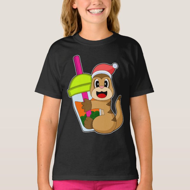 Camiseta Meerkat Navidades Té de burbuja (Anverso)