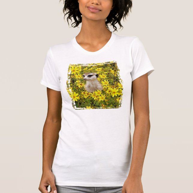 CAMISETA MEERKAT QUE OCULTA EN LAS FLORES (Anverso)