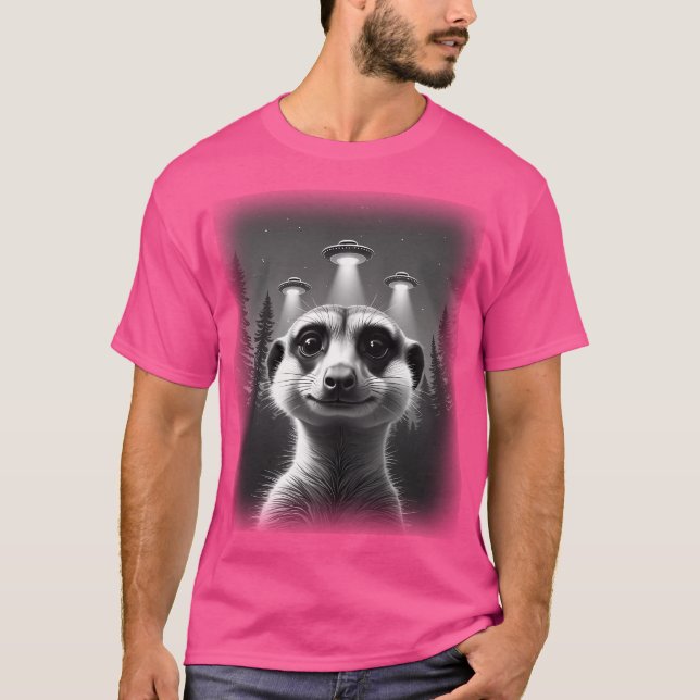 Camiseta Meerkat Ufo Animal Selfie Una Divertida Y Graciosa (Anverso)