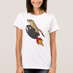 Camiseta Meerkat volando con cohetes