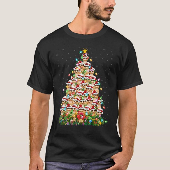 Camiseta Meerkat Xmas enciende árbol de Navidad de Santa Me (Anverso)
