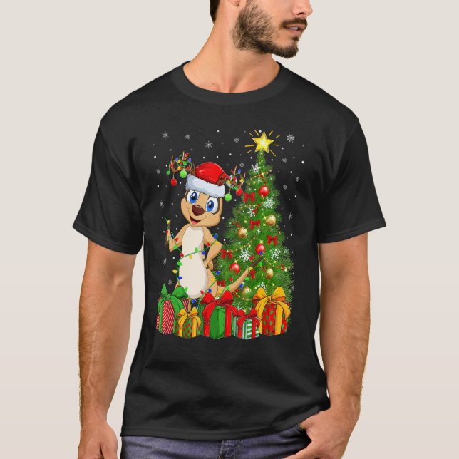Camiseta Meerkat   Xmas Holiday Santa Meerkat Christmas Tre (Anverso)