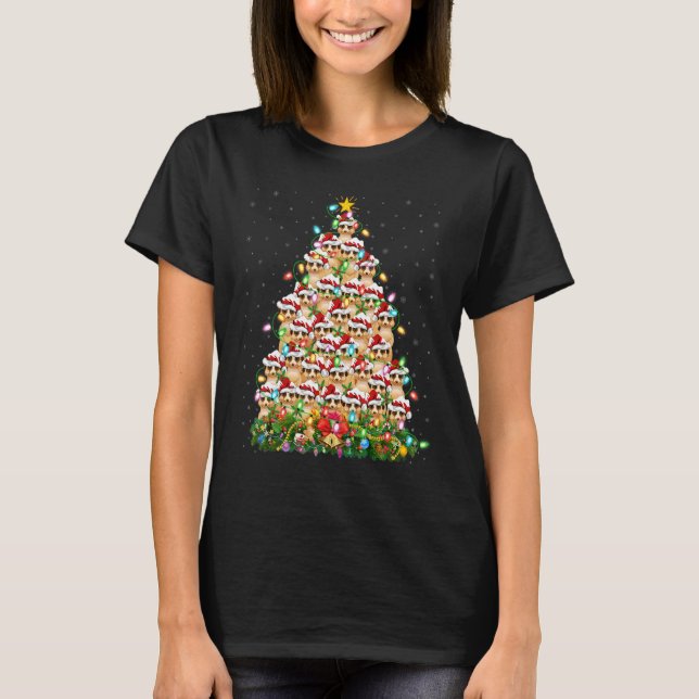 Camiseta Meerkat   Xmas Lights Santa Meerkat Christmas Tree (Anverso)