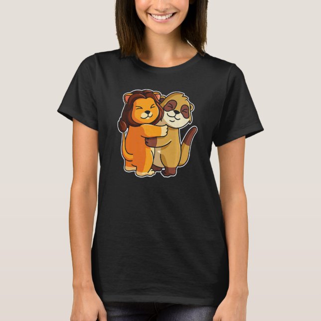Camiseta Meerkat Y Animales De Cuta De León Para Mujeres An (Anverso)