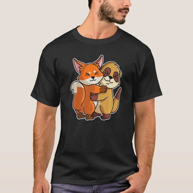 Camiseta Meerkat Y Fox Cute Animales Para Mujeres Animal Hu (Anverso)